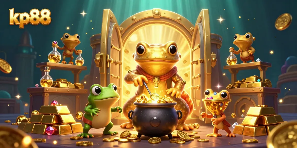 Enter the world of kp88 with golden treasures and a lively alchemist scene.