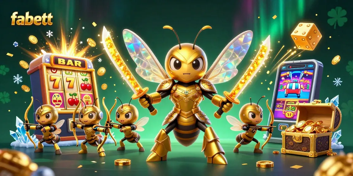 Play at fabett in an exciting scene filled with jackpots, coins, and vibrant casino elements