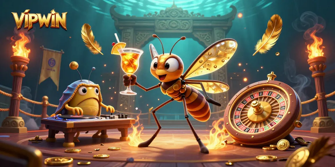 Experience thrilling gameplay with VIPWIN as a frozen-in-amber mosquito casino mascot.