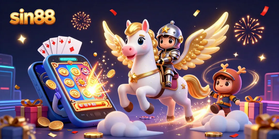 Experience thrilling gameplay with sin88 as a celestial horse and knight showcase casino magic.