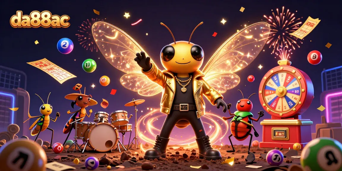 da88ac features a lively rock star scene with vibrant lottery elements and confetti.