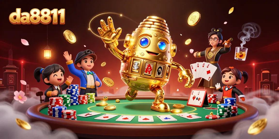 Experience the vibrant atmosphere of da8811 as gold coins and poker chips collide in a classic casino scene.