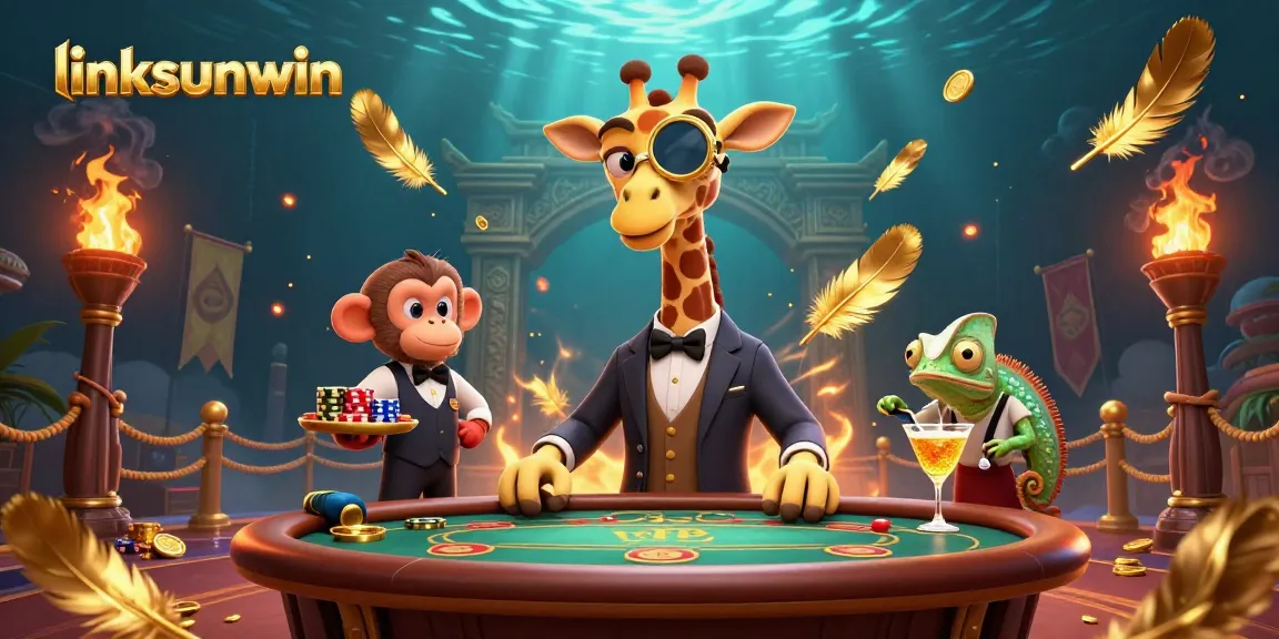 Experience the thrill of linksunwin with a high-roller giraffe and vibrant casino elements.