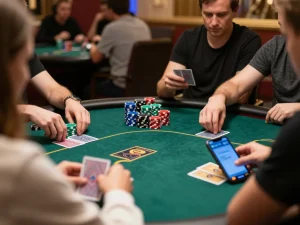 Players engaging in a dynamic poker game on the 99ok platform, showcasing strategic gameplay and social interaction.