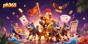 Engage with the ph365 Rooster Warlord as he conquers the casino with golden coins, excitement, and rich rewards.