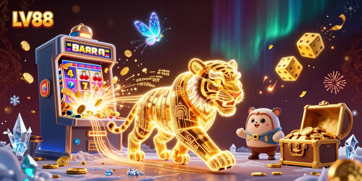 Experience the thrill of LV88 with an electrifying 3D casino scene bursting with action and vibrant colors.