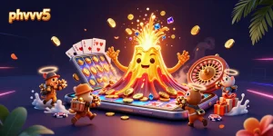 phvvv5 brings a thrilling casino adventure with a vibrant volcano erupting treasures.